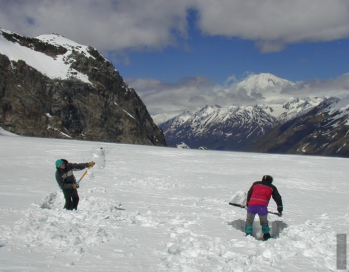 Snow pit on Djankuat glacier 1