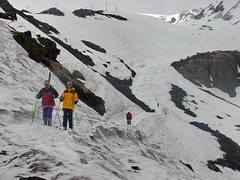 Skiing on the mount Elbrus slopes