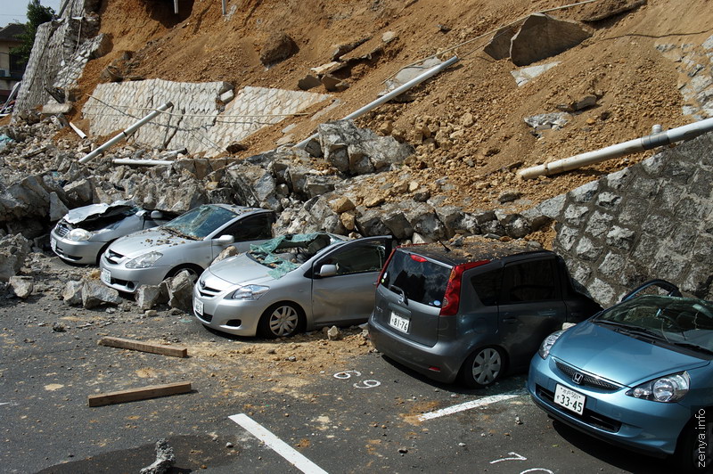 Cars under debris