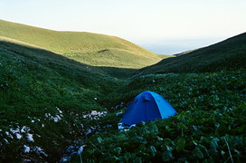 Палатка в верховьях Шумички