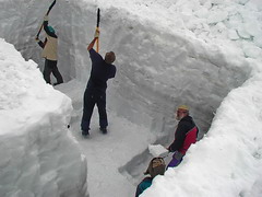 Snow pit on Djankuat glacier 2