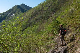 前山から見える雁戸山