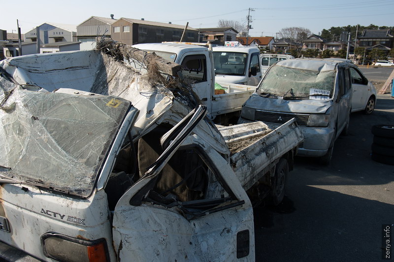 津波で被害を受けた車