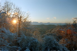 Зимний закат в горах Сочи